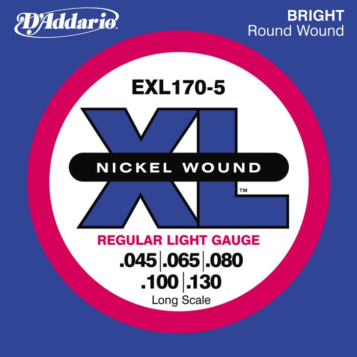 D'Addario&nbsp;EXL170-5 XL Nickel Round Wound 5-String Long Bass Strings&nbsp;&nbsp;
