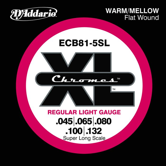 D'Addario&nbsp;ECB81-5SL Chromes Flat Wound 5-String Bass Soft SL Strings&nbsp;&nbsp;