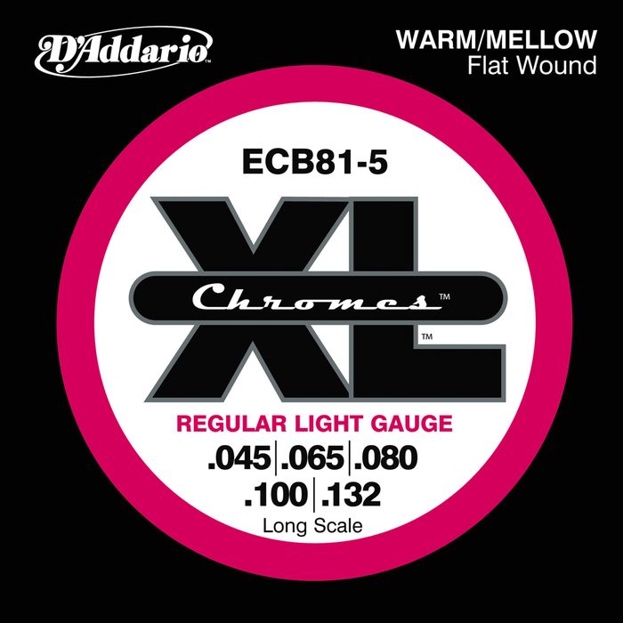 D'Addario&nbsp;ECB81-5 Chromes XL Flatwound Bass Strings - Light Gauge&nbsp;&nbsp;