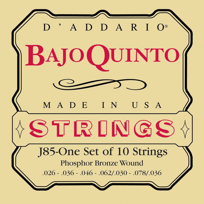 D'Addario&nbsp;J85 Phosphor Bronze Bajo Quinto String Set&nbsp;&nbsp;