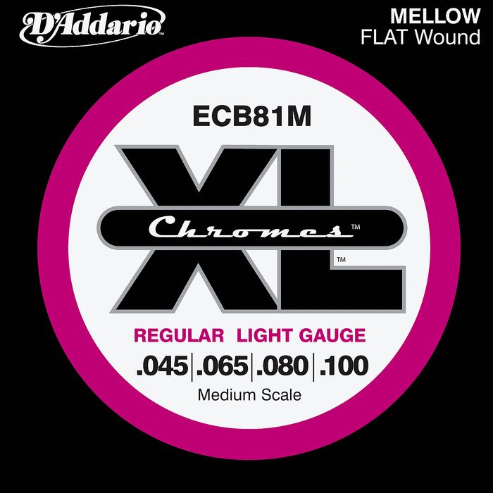 D'addario Ecb81m Chromes Flat Wound Electric Bass Strings Light Medium Scale