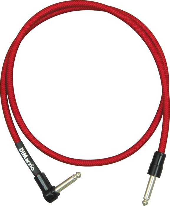 Dimarzio Jumper Cable Pedal Coupler Long Cable With 1 Straight And 1 Angled End Red 36 In