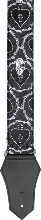 Get'm Get'm&nbsp;Sacred Heart Guitar Strap&nbsp;Black & Silver&nbsp;