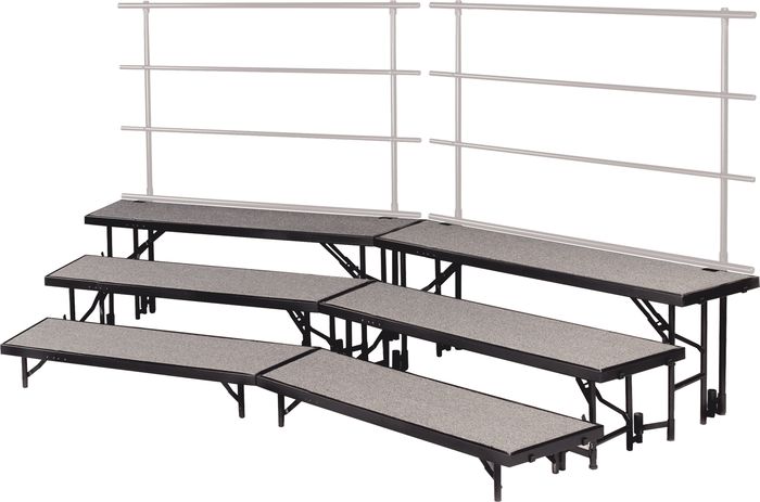 Midwest Folding Products Tiered Tapered Standing Choral Risers 3 Level, Pewter Gray Carpet