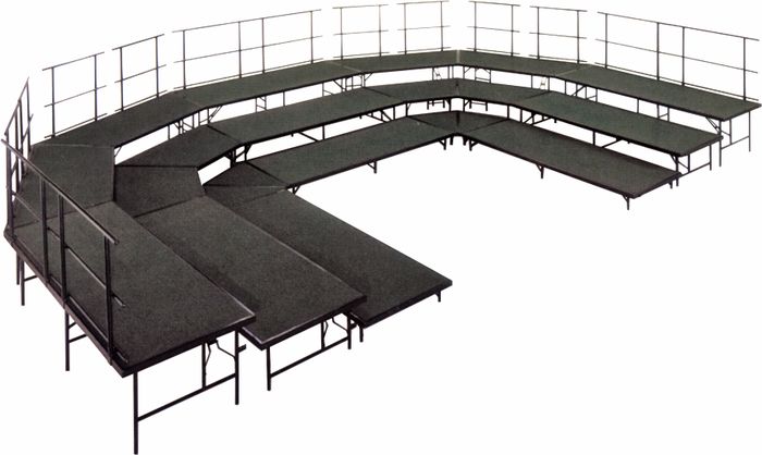 Midwest Folding Products Tiered Tapered Standing Choral Risers 3 Level, Gray Polypropylene