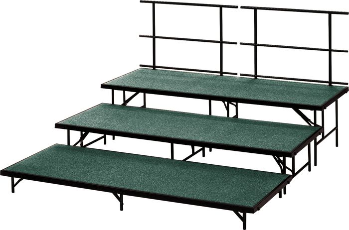Midwest Folding Products Seated Choral Riser Straight Section Pewter Gray Carpet