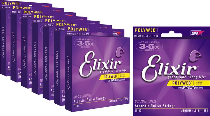 Elixir&nbsp;Polyweb Medium Acoustic Guitar Strings 8 Pack&nbsp;&nbsp;