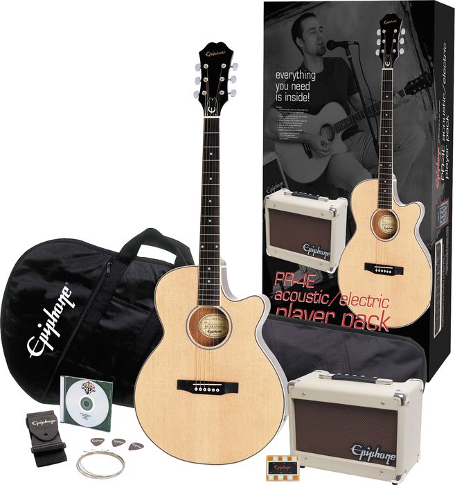 Epiphone Pr-4E Acoustic-Electric Guitar Player Pack Natural