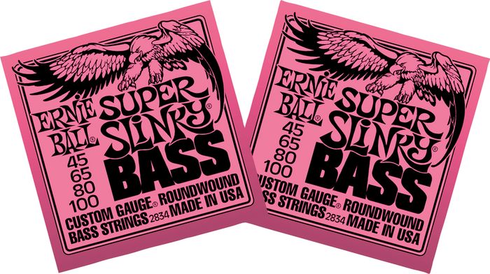 Ernie Ball 2834 Super Slinky Round Wound Bass Strings 2 Pack