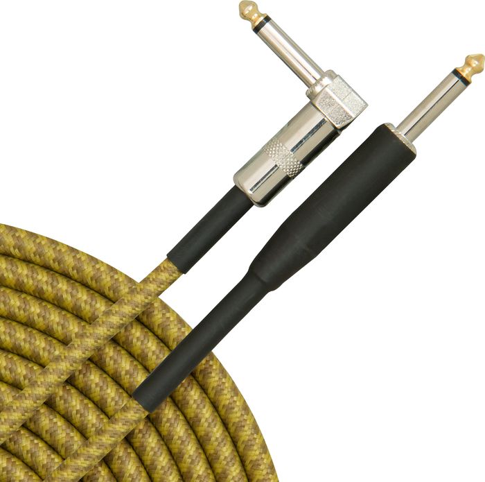 Musician's Gear&nbsp;Tweed Right Angle Instrument Cable&nbsp;Gold&nbsp;10 Feet