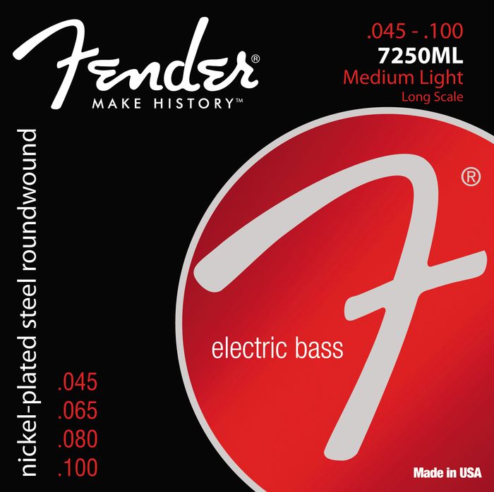 Fender 7250Ml Super Bass Nickel-Plated Steel Long Scale Bass Strings - Medium Light