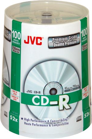 JVC&nbsp;52X CD-R Premium-Grade Silver Lacquer 100-Disc Pack&nbsp;&nbsp;
