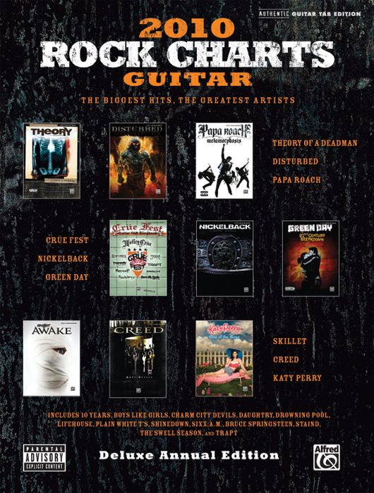 Alfred&nbsp;Rock Charts Guitar 2010 Deluxe Annual Edition Guitar Tab Book&nbsp;&nbsp;