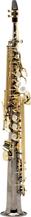 Allora&nbsp;Paris Series Professional Straight Soprano Saxophone with 2 Necks&nbsp;AASS-806 - Black Nickel Body - Brass Lacquer Keys&nbsp;