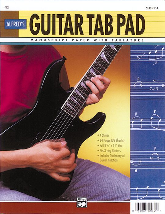Guitar Tab Pad 8 1 2 X 11 64 Pages 3 Hole Punched For Ring Binders