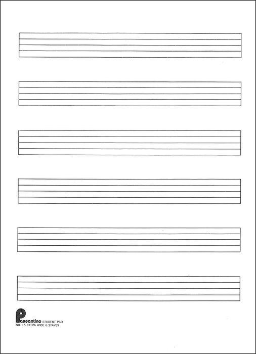 Music Sales&nbsp;Writing Pad #15 6 Stave Extra Wide, 40 Shts, 8X10.5&nbsp;&nbsp;
