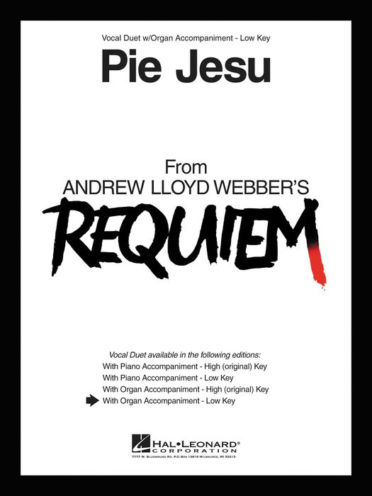 Hal Leonard&nbsp;Pie Jesu From Requiem Vocal Duet Low Voice with Organ Accompaniment&nbsp;&nbsp;