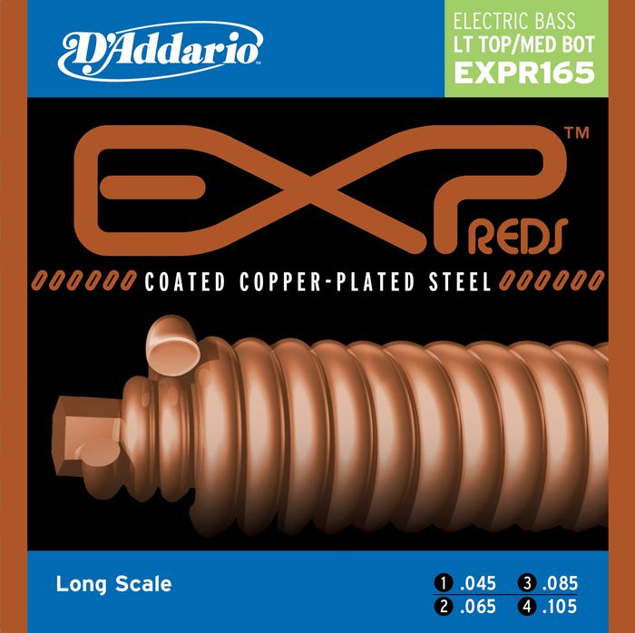 D'addario Exppr165 Reds Long Scale Light Top / Medium Bottom Electric Bass Strings
