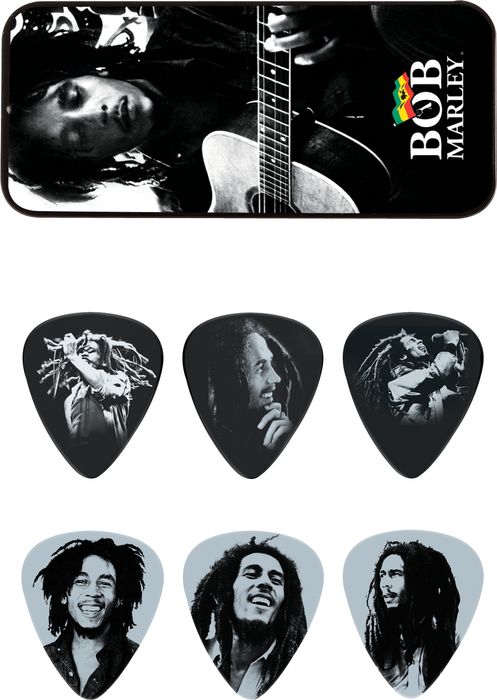 Dunlop Bob Marley Silver Pick Tin With 6 Heavy Picks