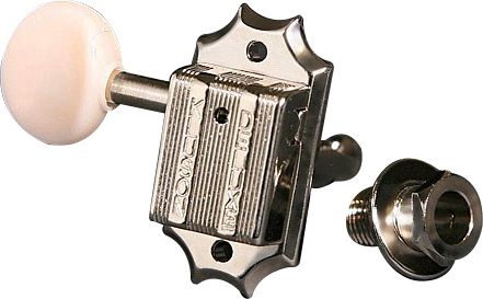 Kluson&nbsp;KBW Round White Button Guitar Tuning Machines - 3-Per-Side&nbsp;Chrome&nbsp;