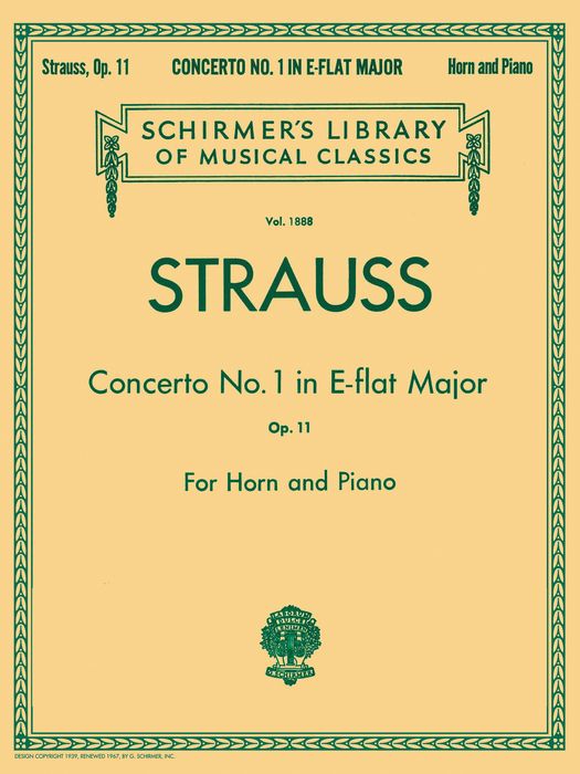 G. Schirmer&nbsp;Concerto No1 E Flat Major Horn Piano Op11&nbsp;&nbsp;