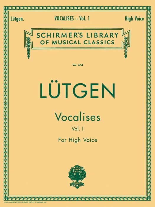 G. Schirmer&nbsp;Vocalises (20 Daily Exercises) - Book I for High Voice By Lütgen&nbsp;&nbsp;