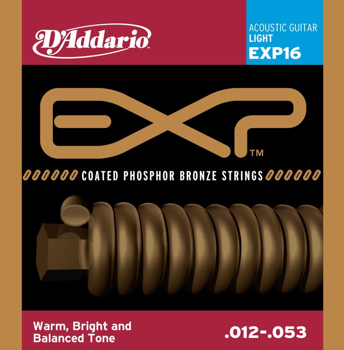 D'Addario EXP16 Coated Phosphor Bronze Light Acoustic Guitar Strings
