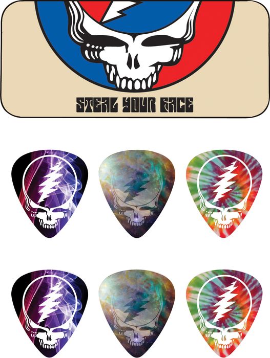 Dunlop&nbsp;Grateful Dead Steal Your Face Tan Pick Tin with 6 Picks&nbsp;&nbsp;