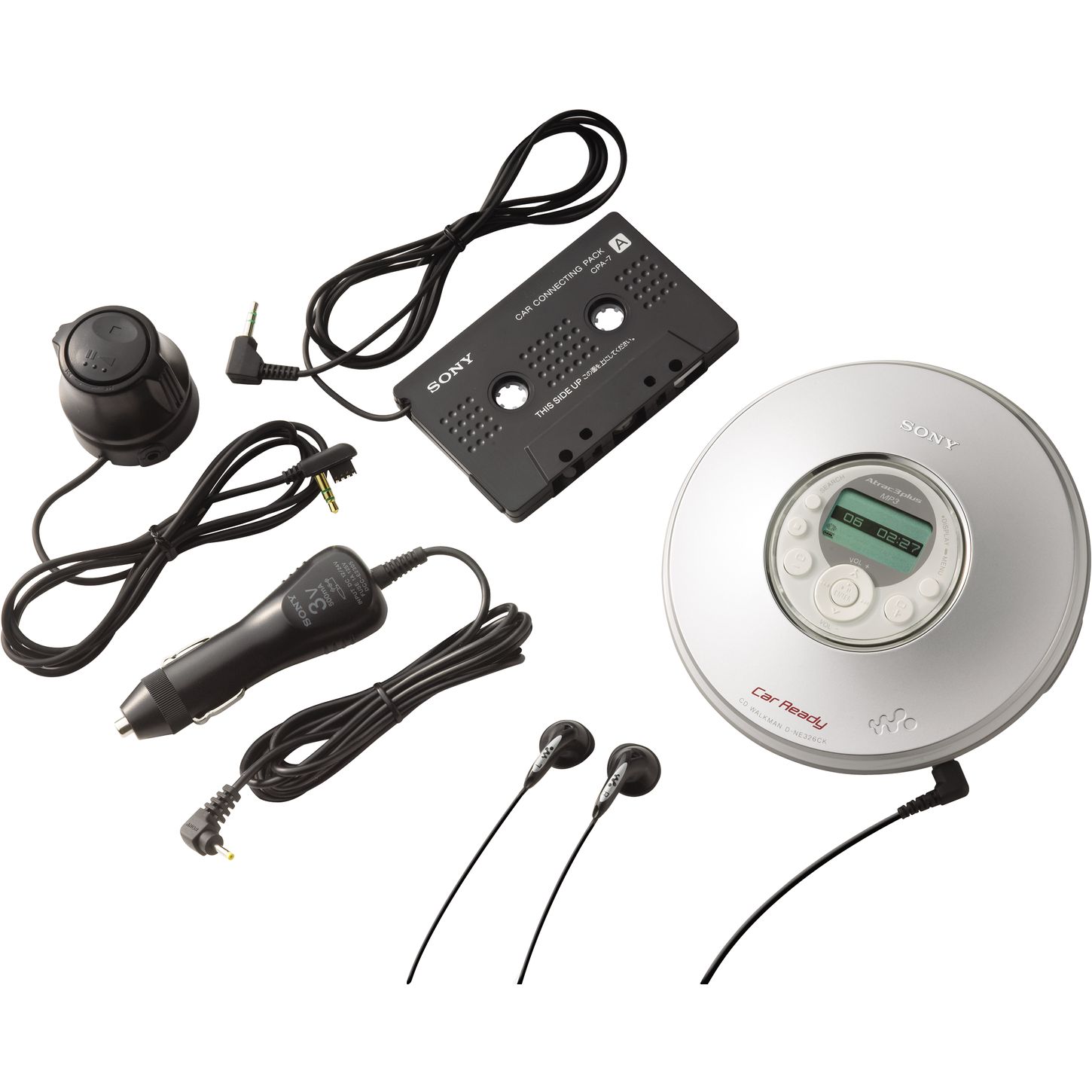   Accessories on Sony D Ne326ck Mp3 Atrac3 Cd Walkman Player With Car Accessories