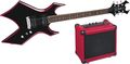B.C. RichRed Bevel Warlock Electric Guitar and Amp Pack