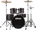ddrum Hybrid Acoustic/Electric 5-piece Shell Pack Box B Satin Black Shell/Red Accent Hardware