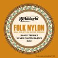 D'AddarioEJ32 Folk Nylon Silver/Ball End Black Treble Guitar Strings