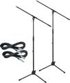 Musician's GearTripod Mic Stand with 20 Foot Mic Cable 2-Pack