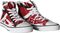 EVH&nbsp;Eddie Van Halen High Top Sneakers - Red, Black, and White Striped&nbsp;Red/Black/White&nbsp;6Red-Black-White, Right-facing
