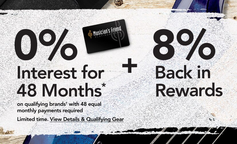 0% interest for 48 months* plus 8% back in rewards on qualifying brands* with 48 equal monthly payments required. Limited time. View Details and Qualifying Gear.