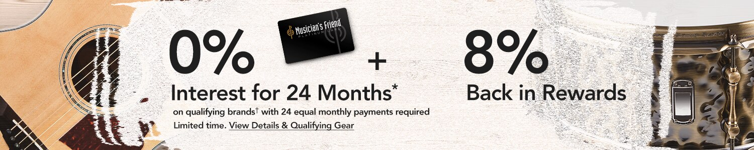 0% interest for 24 months* on qualifying brands with 24 equal monthly payments required. Plus 8% back in rewards. Limited time, view details and qualifying gear.