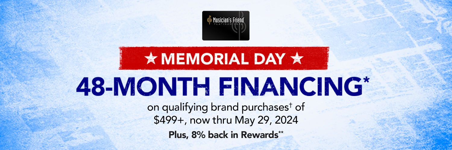 Memorial day. 48-Month Financing* on qualifying brand purchase* of $499+, now thru May 9, 2024. Plus, 8% back in rewards**.