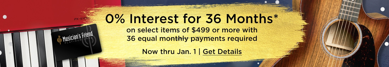 0 percent interest for 36 months on select items of 499 dollars or more with 36 equal monthly payments required. Now thru Jan 1