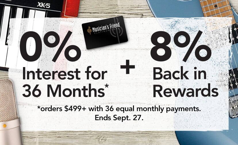 0 percent interest for 36 Months and 8 percent Back in Rewards *orders 499 dollars plus with 36 equal monthly payments. Ends Sept. 27.