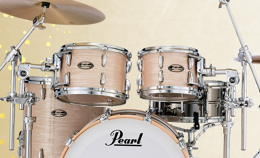 New Pearl Masters Maple/Gum Drum Kit. Vault-cured maple and gum shells with premium hardware deliver timeless sound