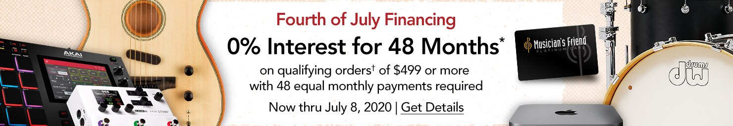 Fourth of July Financing 0 Percent Interest for 48 months on qualifying orders of 499 or more with 48 monthly payments