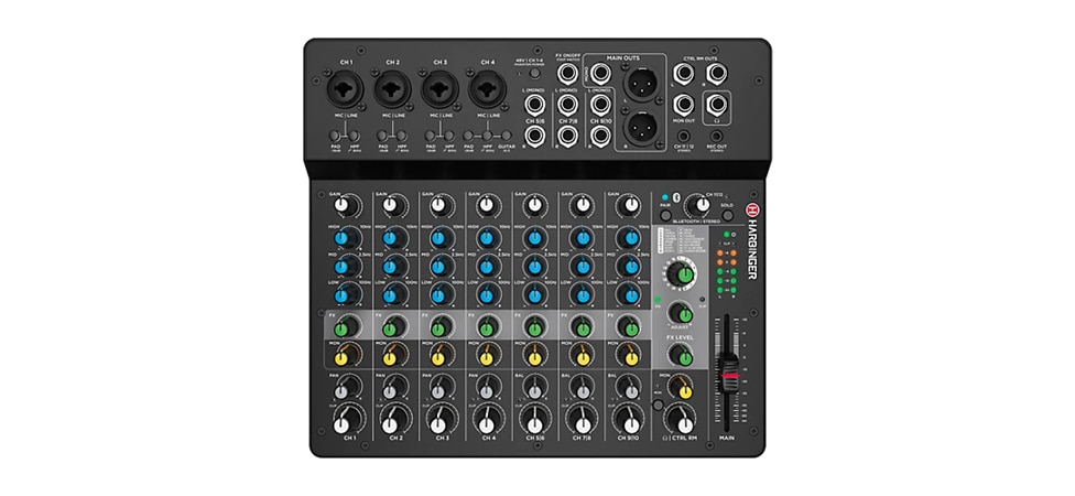 Harbinger LV12 12-Channel Analog Mixer with Bluetooth & FX