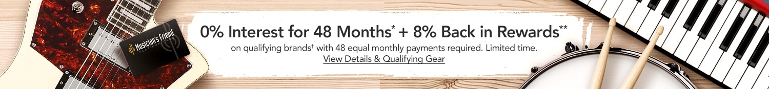 0% interest for 48 month* on qualifying brands* with 48 equal monthly payments required. Plus 8% back in rewards. Limited Time. View Details & Qualifying Gear.