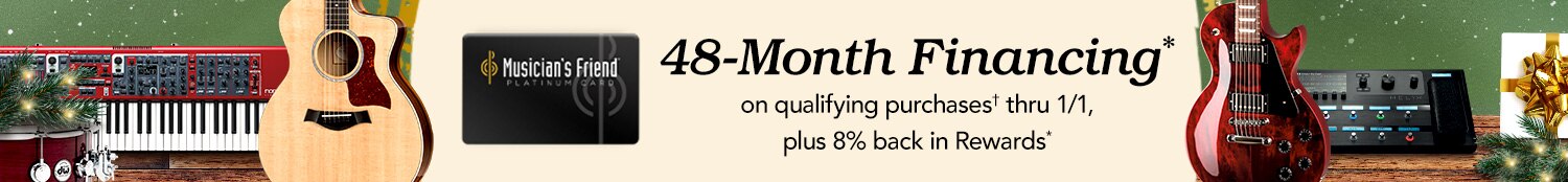 48 month financing on qualifying purchases thru 1/1, plus 8 percent back in Rewards*.