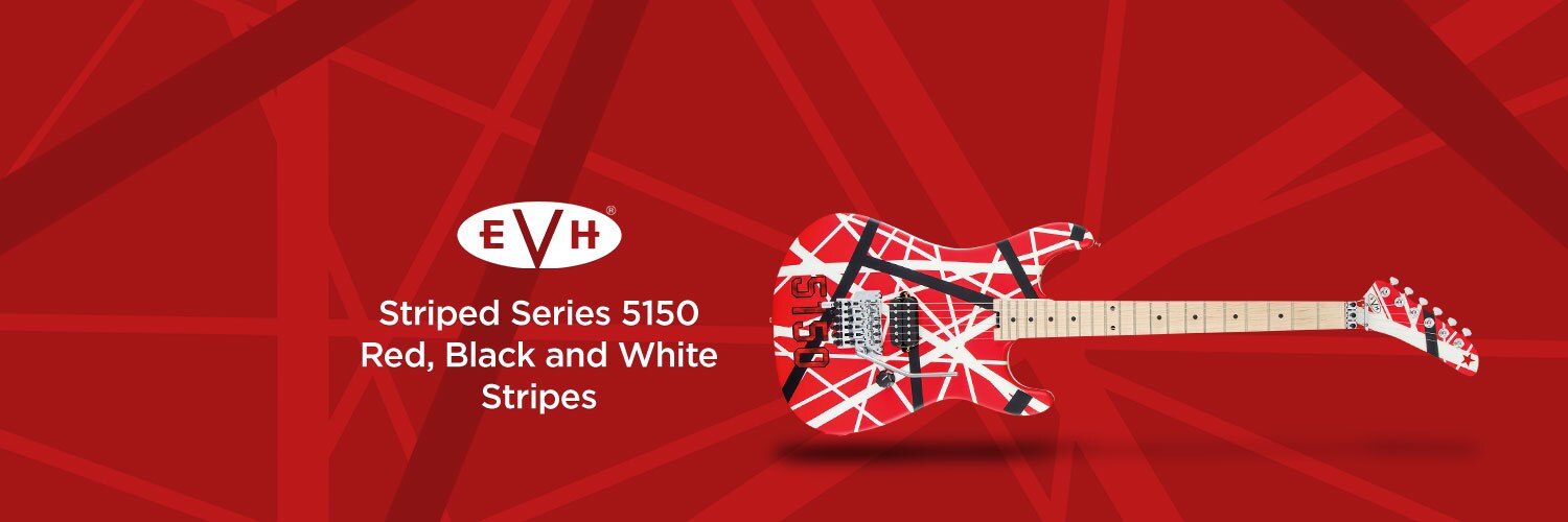 EVH Striped Series 5150 Red, Black, and White Stripes