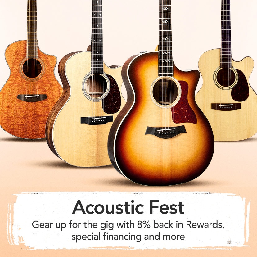 Acoustic Fest. Gear up for the gig with 8% back in Rewards, special financing and more. Shop Now