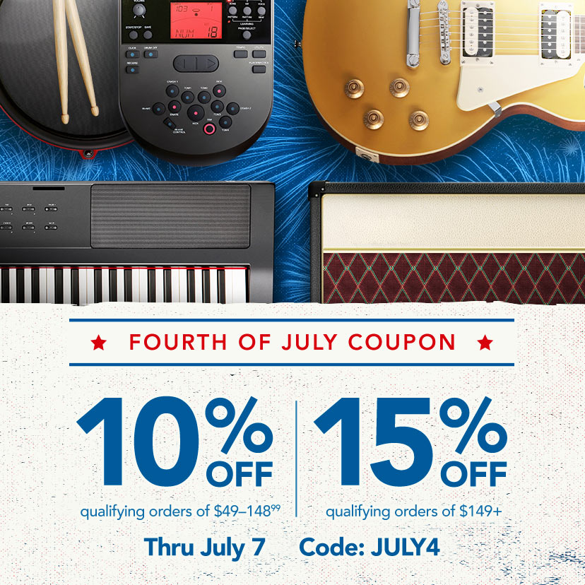 Fourth of July Coupon. 10% off qualifying orders of $49–148.99|15% off qualifying orders of $149+. Code: JULY4. Shop Now. Thru July 7.