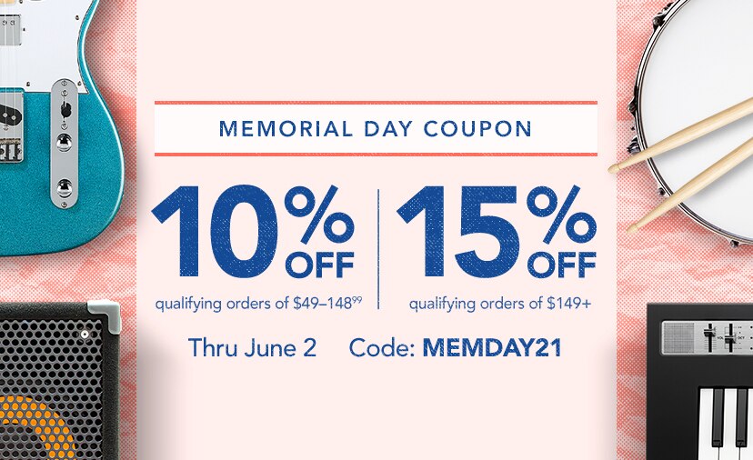Memorial Day Coupon. 10% off qualifying orders of $49--148.99. 15% off qualifying orders of $149+. Code: MEMDAY21. Shop Now. Thru June 2