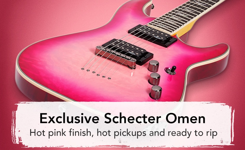 Exclusive Schecter Omen Extreme. Hot pink finish, hot pickups and ready to rip. Shop Now