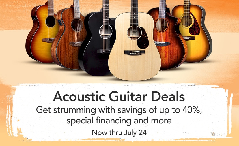 Acoustic Guitar Deals. Get strumming with savings of up to 40%, special financing and more. Now thru July 24. Shop now